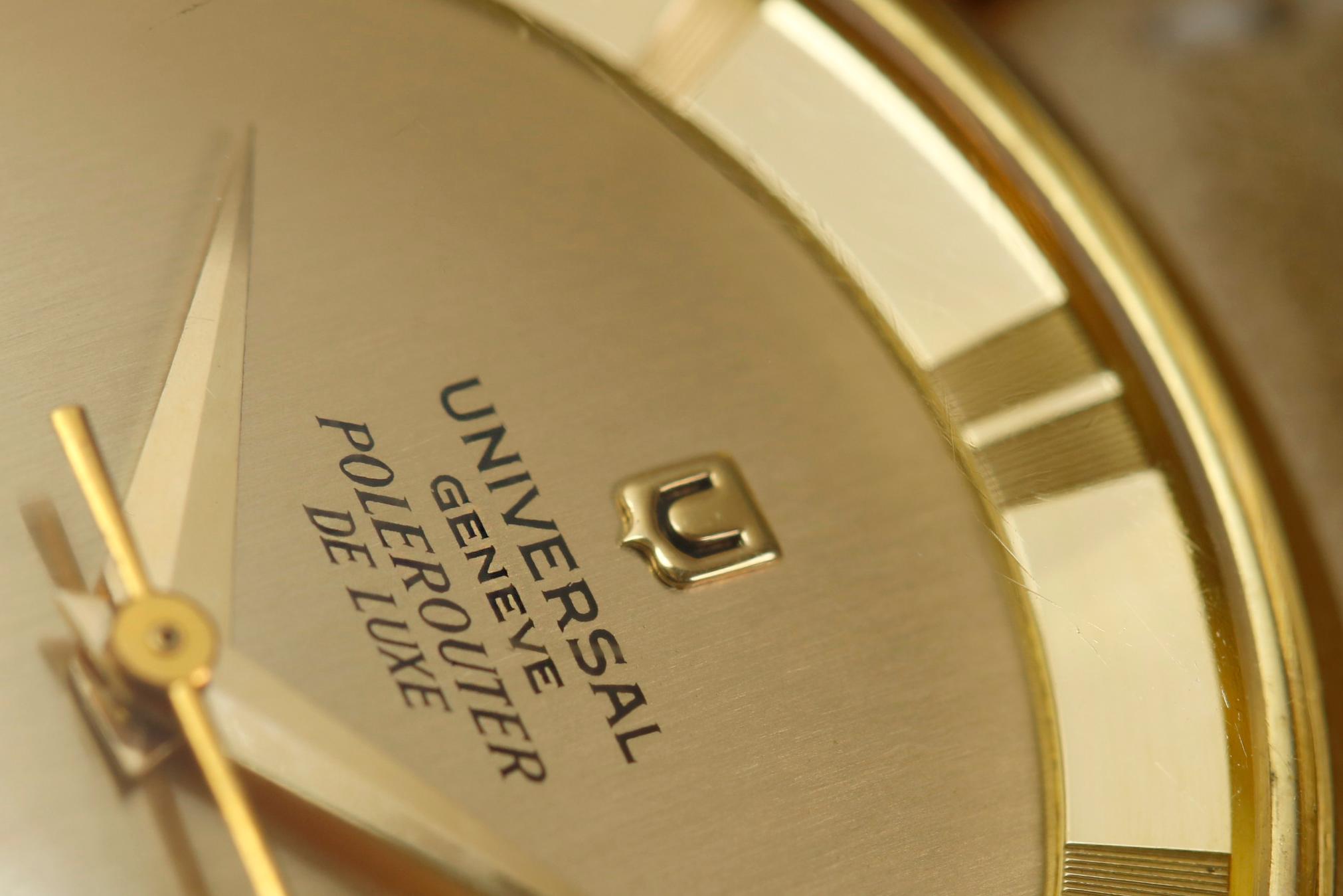 Universal Geneve Polerouter De Luxe Ref B10234 1 Yellow Gold Wristwatch c. 1950 1