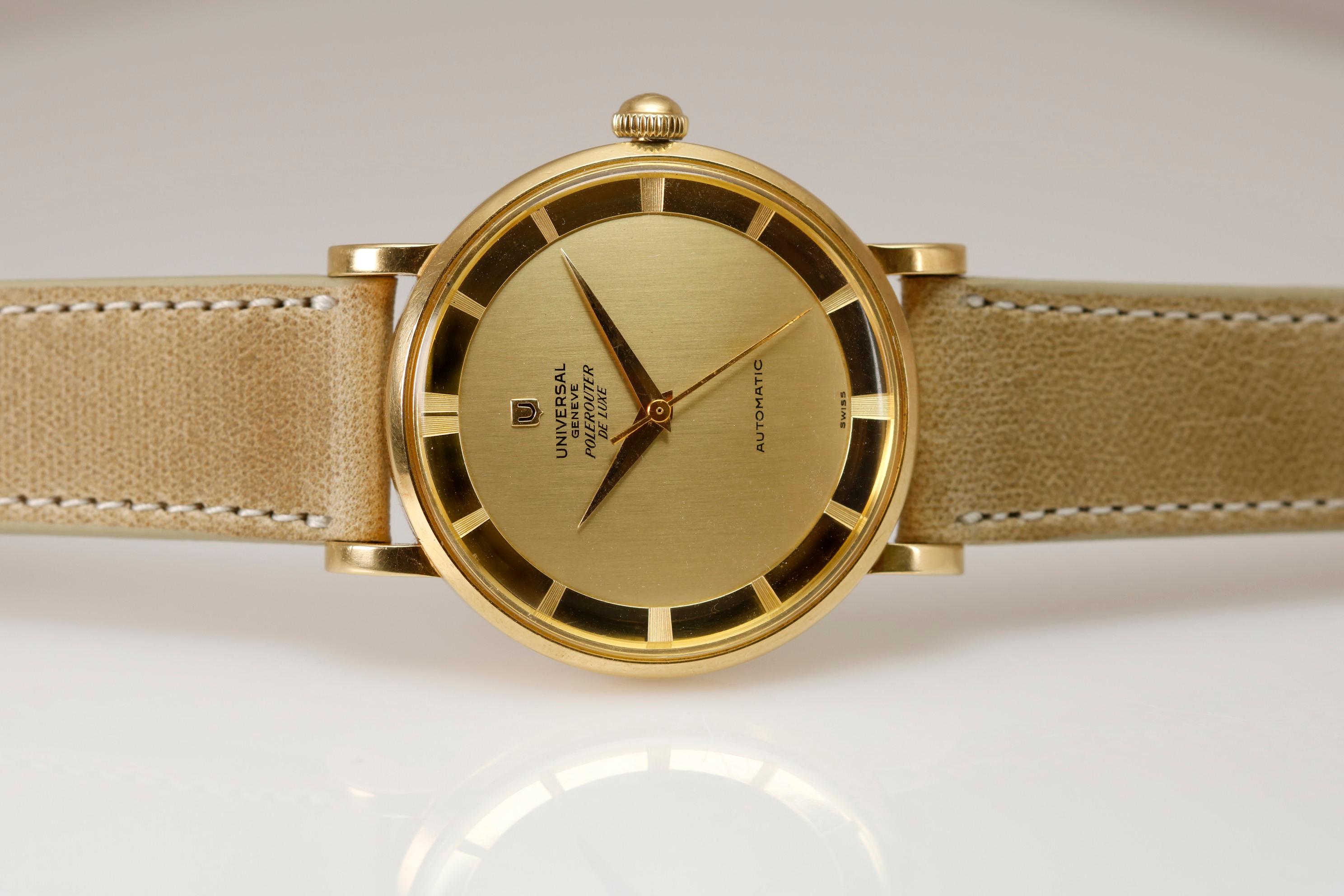 Universal Geneve Polerouter De Luxe Ref B10234 1 Yellow Gold Wristwatch c. 1950 4