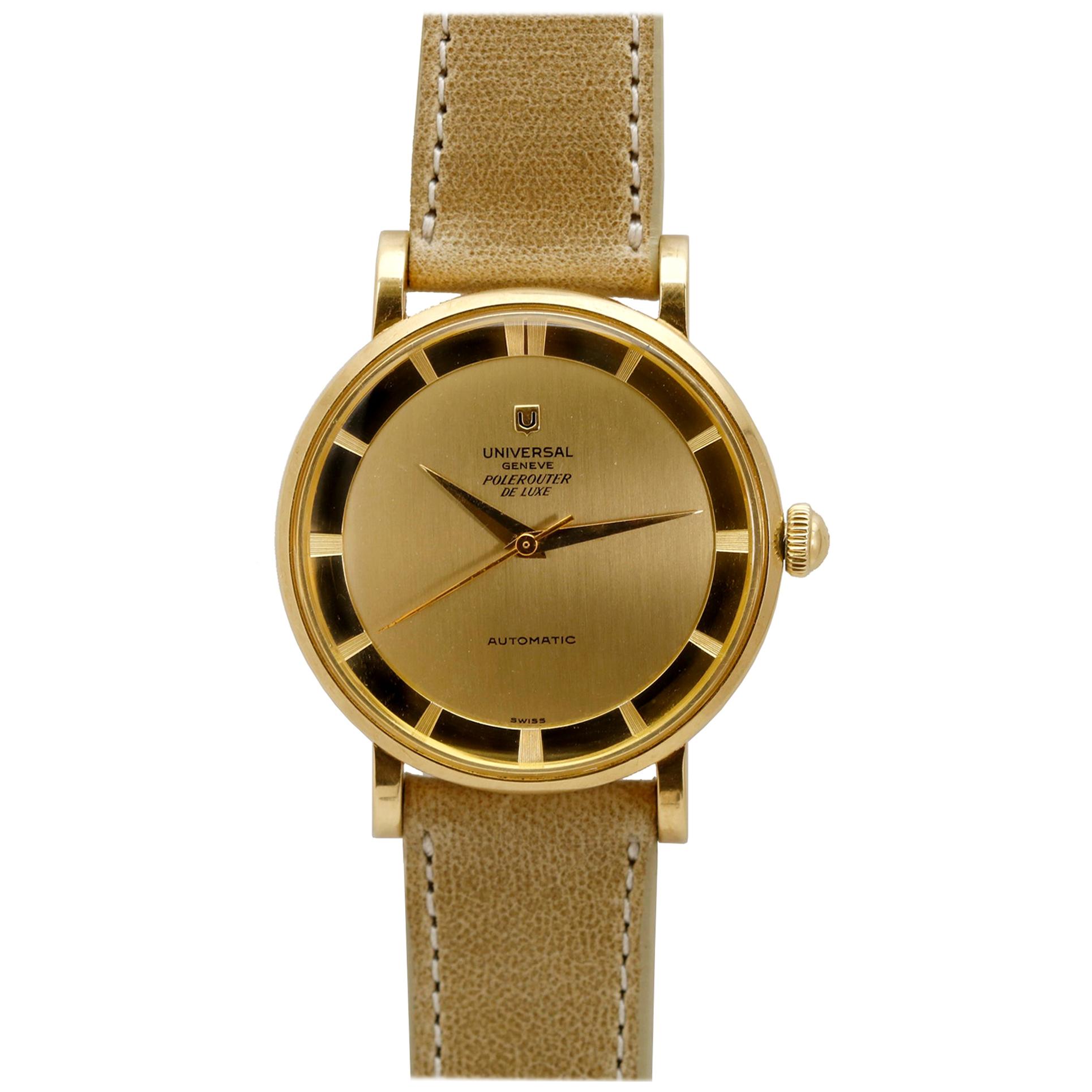 Universal Geneve Polerouter De Luxe Ref B10234 1 Yellow Gold Wristwatch c. 1950