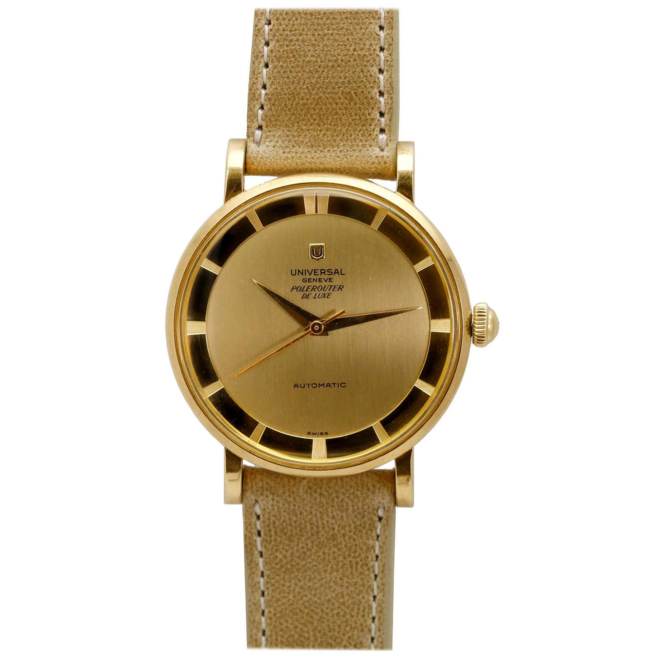 Universal Geneve Polerouter De Luxe Ref B10234 1 Yellow Gold Wristwatch ...