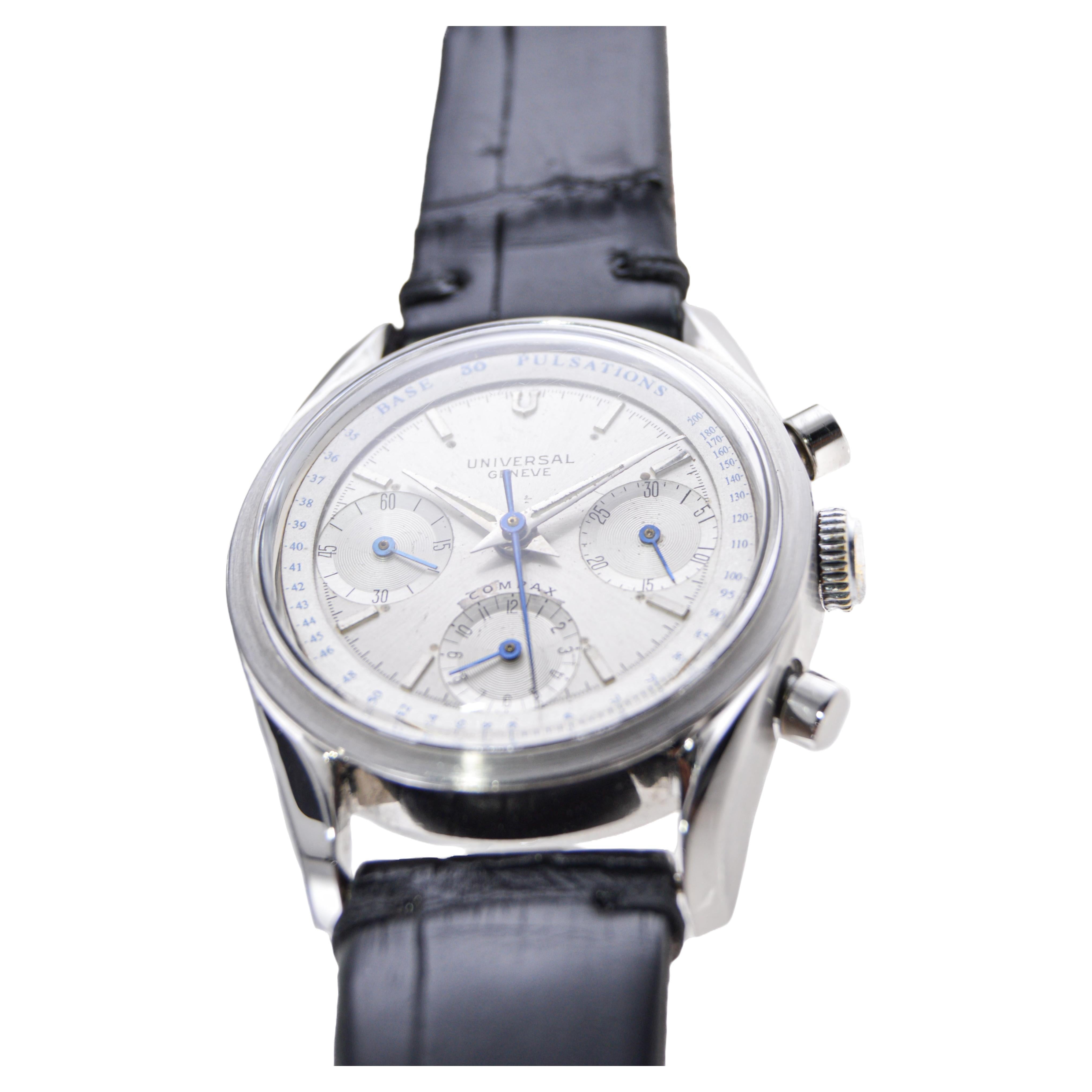 Men's Universal Geneve Stainless Steel Doctors Pulsation Chronograph Manual Watch For Sale