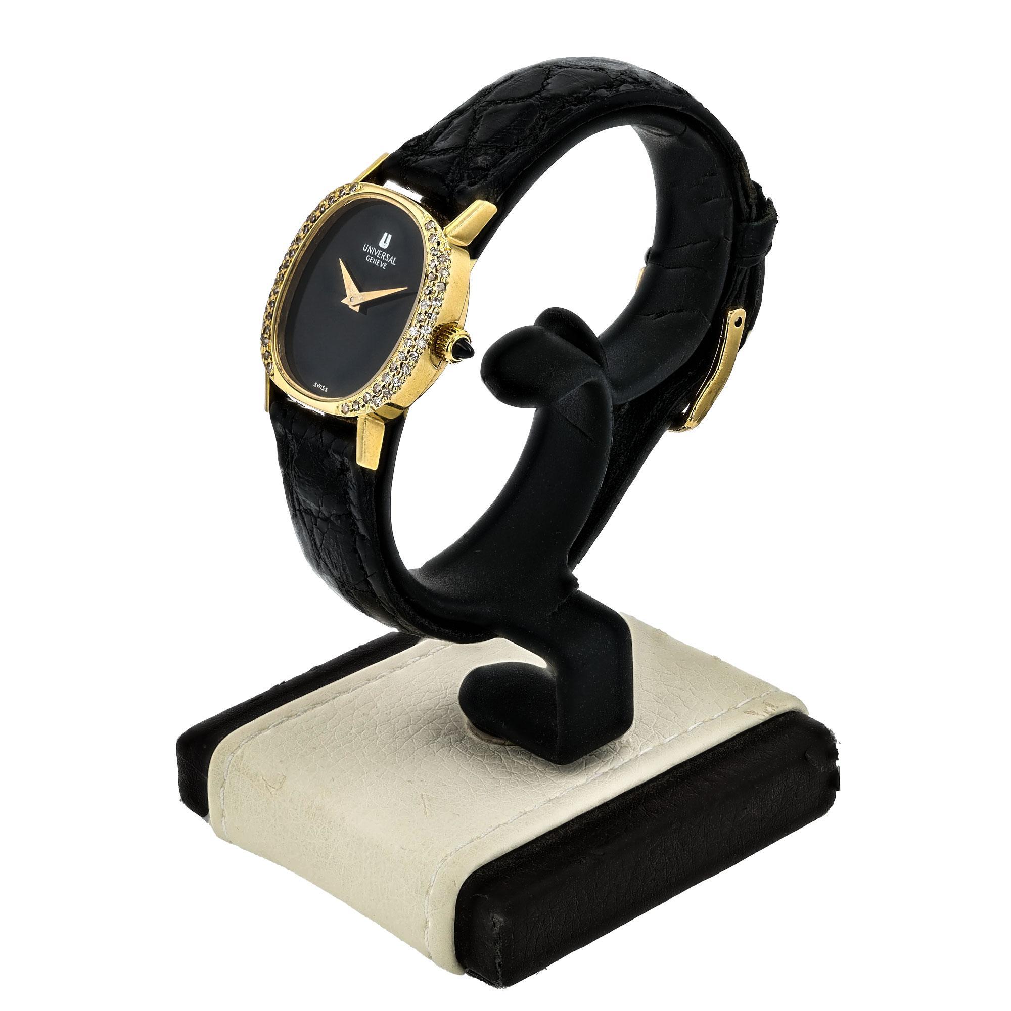 Contemporary Universal Geneve Swiss Mechanical 18k Gold & Diamond Watch For Sale