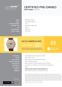 Universal Geneve Uni-Compax Compur 12445, Silver Dial, Certified