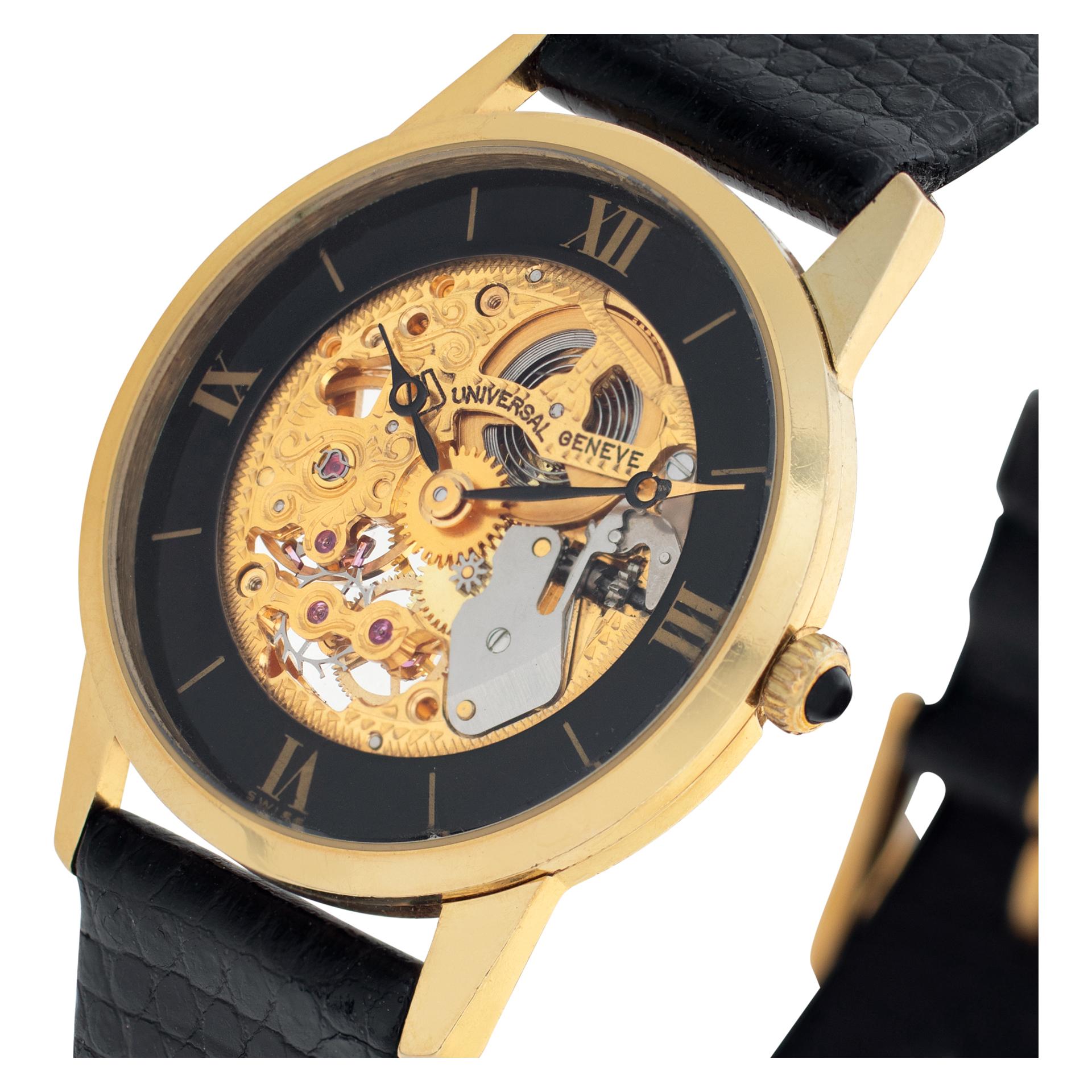 Universal Geneve Vintage 18k Skeleton Watch In Good Condition In Surfside, FL