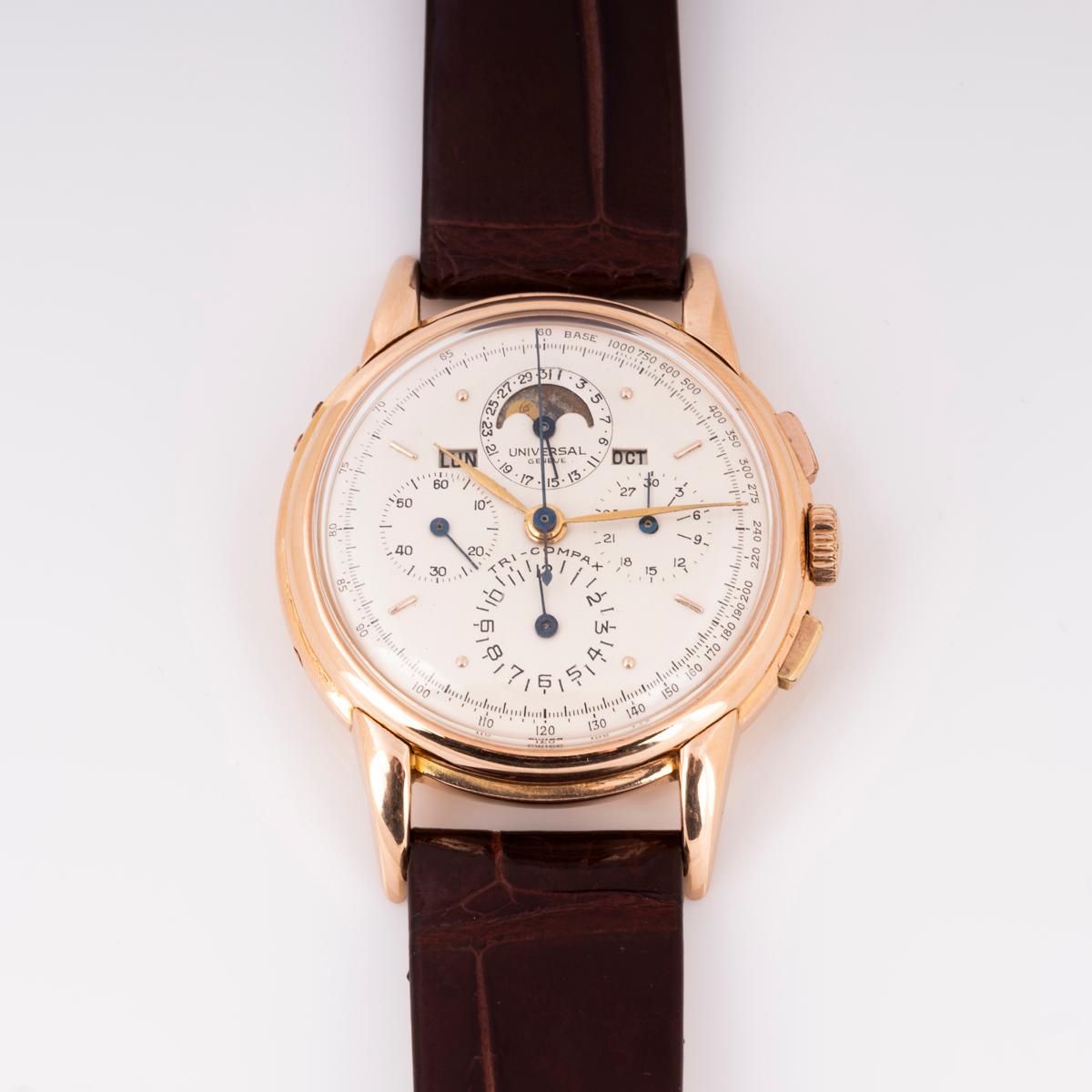 Men's Universal Geneve Vintage Tri-Compax Calendar Rose Gold 12268 For Sale