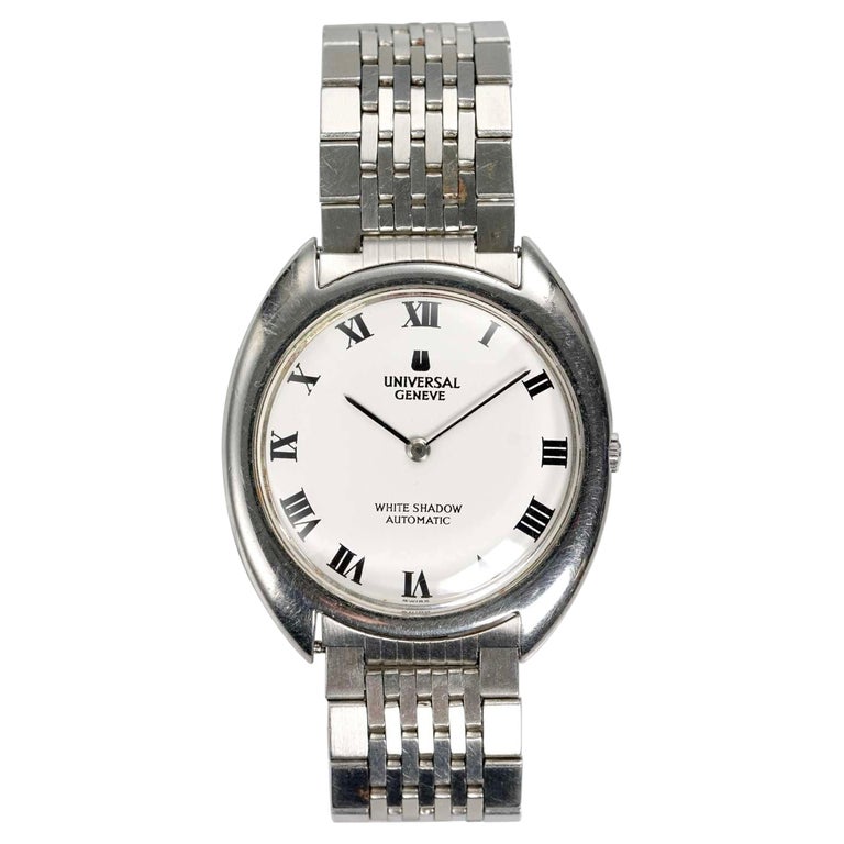 Universal Geneve White Shadow Watch, 1970s For Sale at 1stDibs