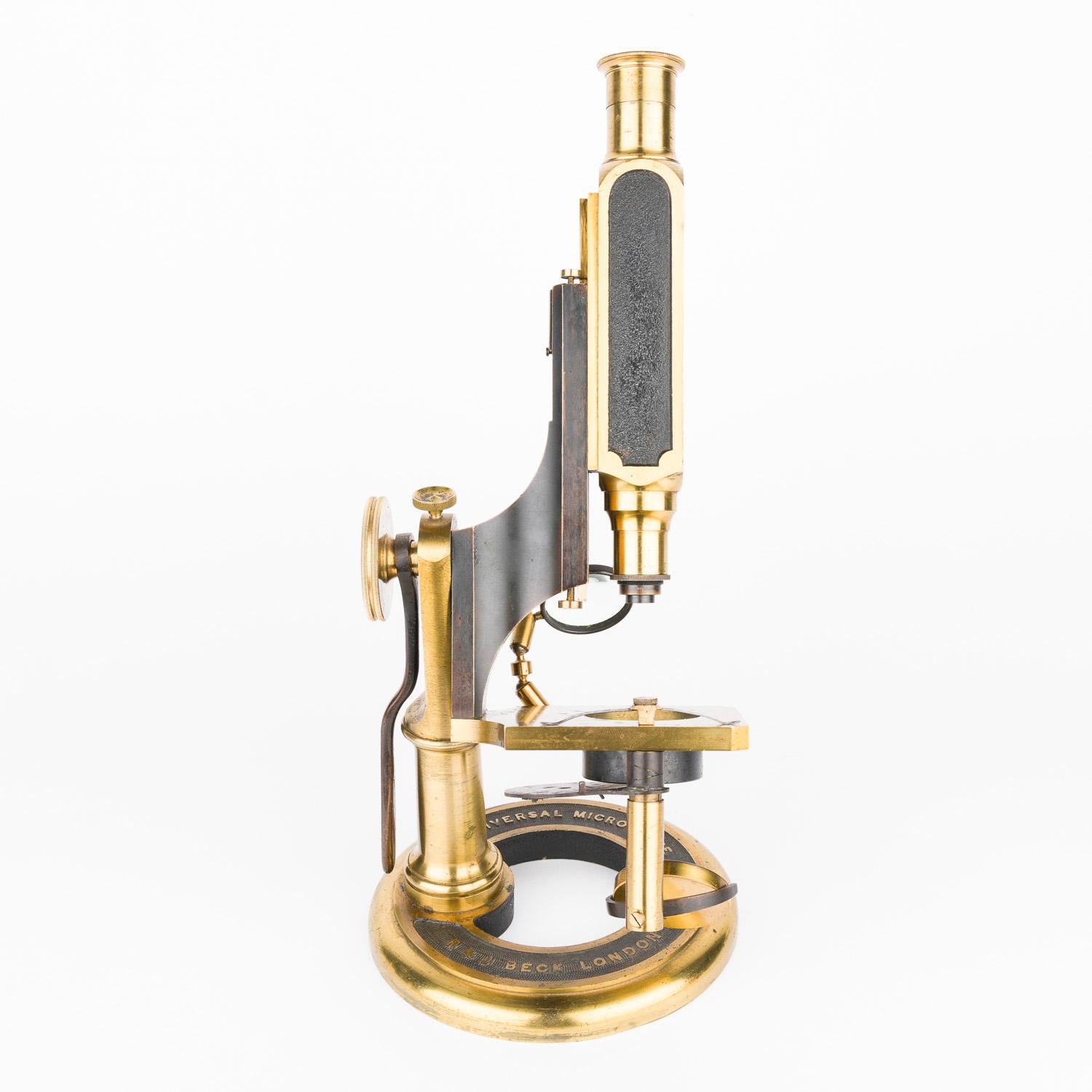 English Universal Microscope by R & J Beck of London, 1867. For Sale