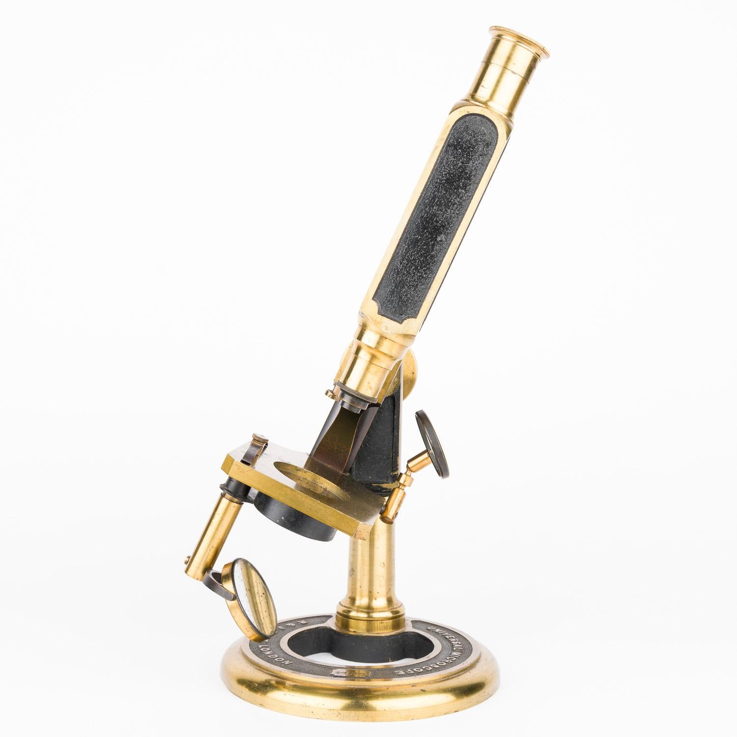 Brass Universal Microscope by R & J Beck of London, 1867. For Sale