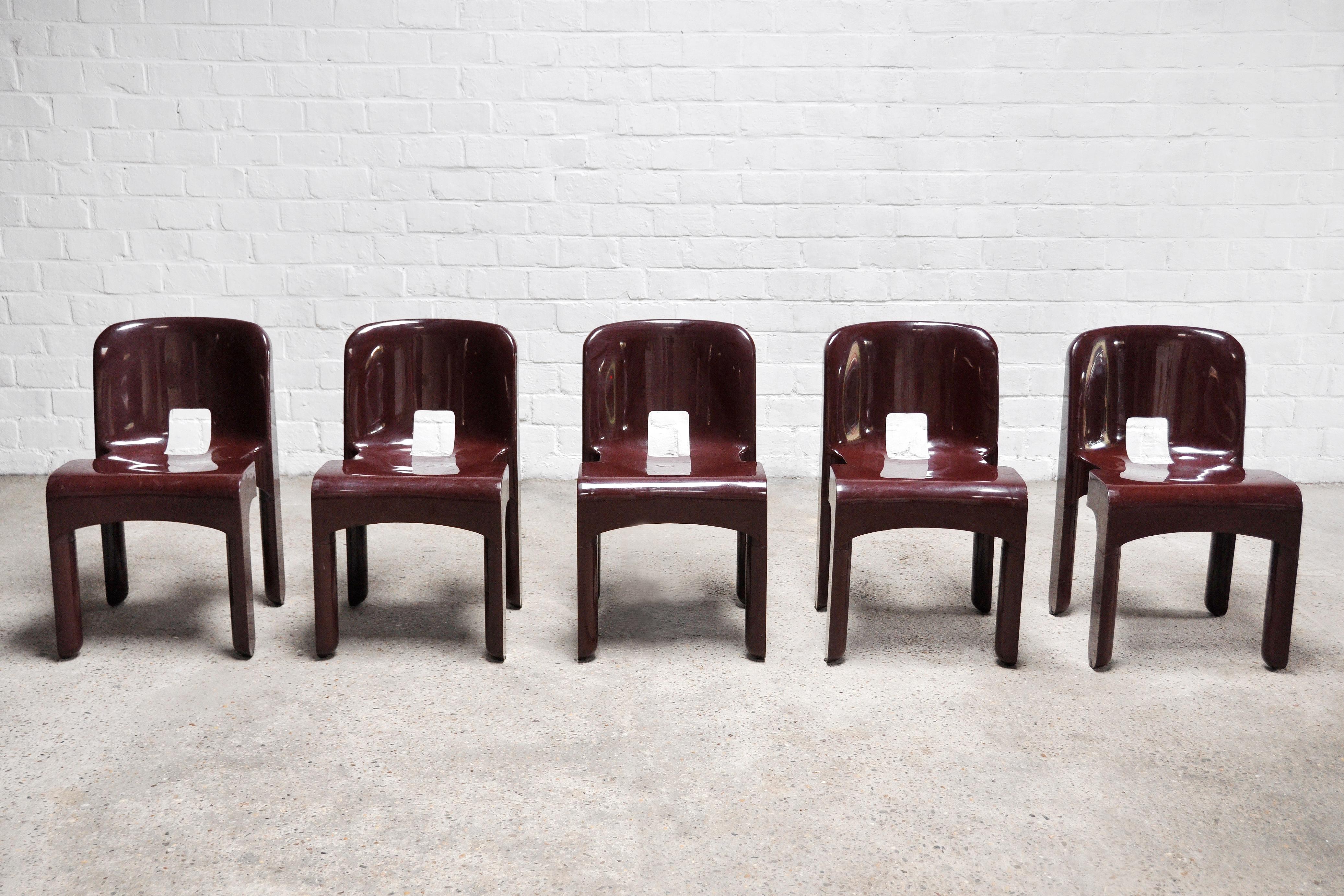 Italian 'Universale' Chairs model 4869 by Joe Colombo for Kartell, Set of 5, 1970s