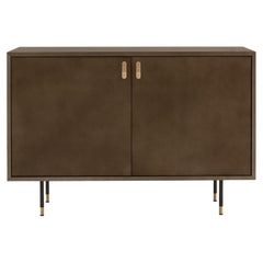 Universe 2-Door Bronze Bar Cabinet with Brass Details