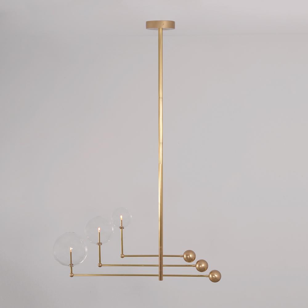 Post-Modern Universe Brass Chandelier by Schwung For Sale