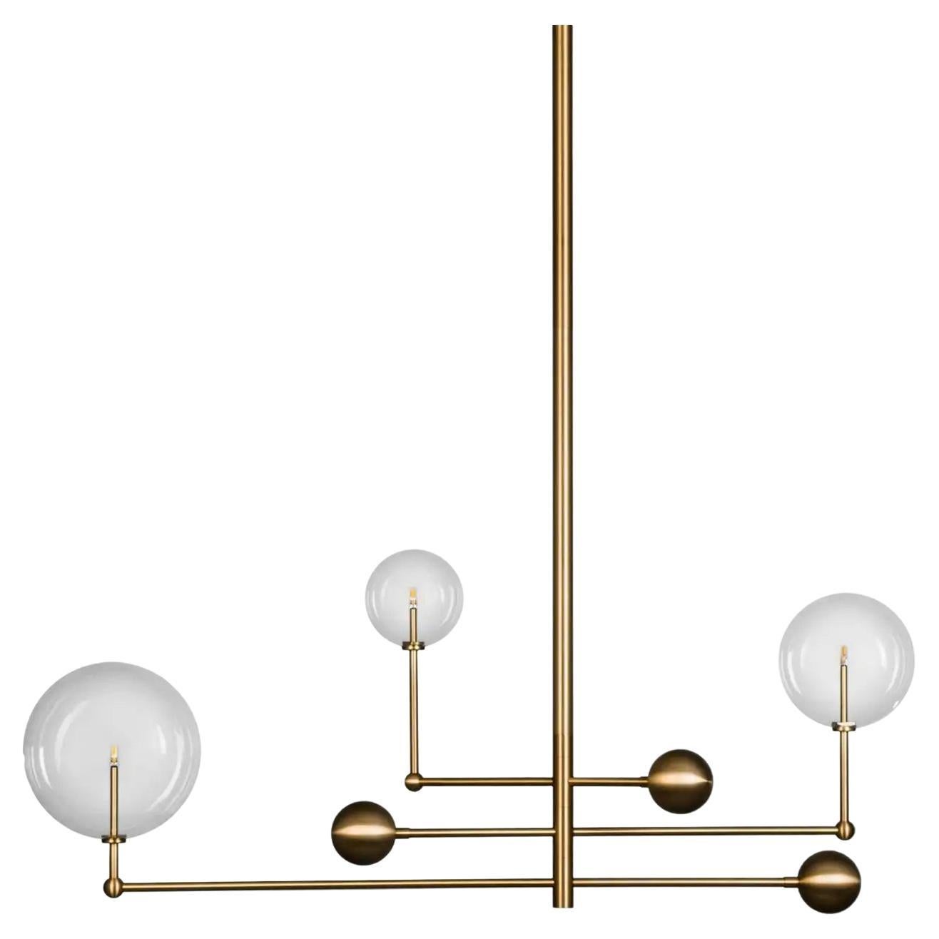 Universe Brass Chandelier by Schwung For Sale