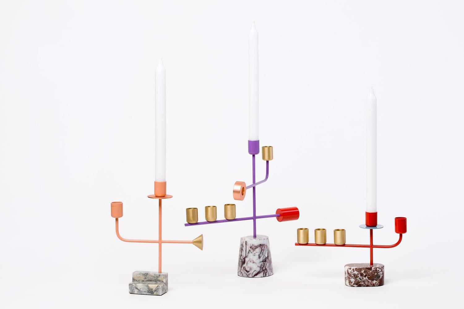 Hand-Crafted Contemporary Modern Handmade Marble Candelabra For Sale