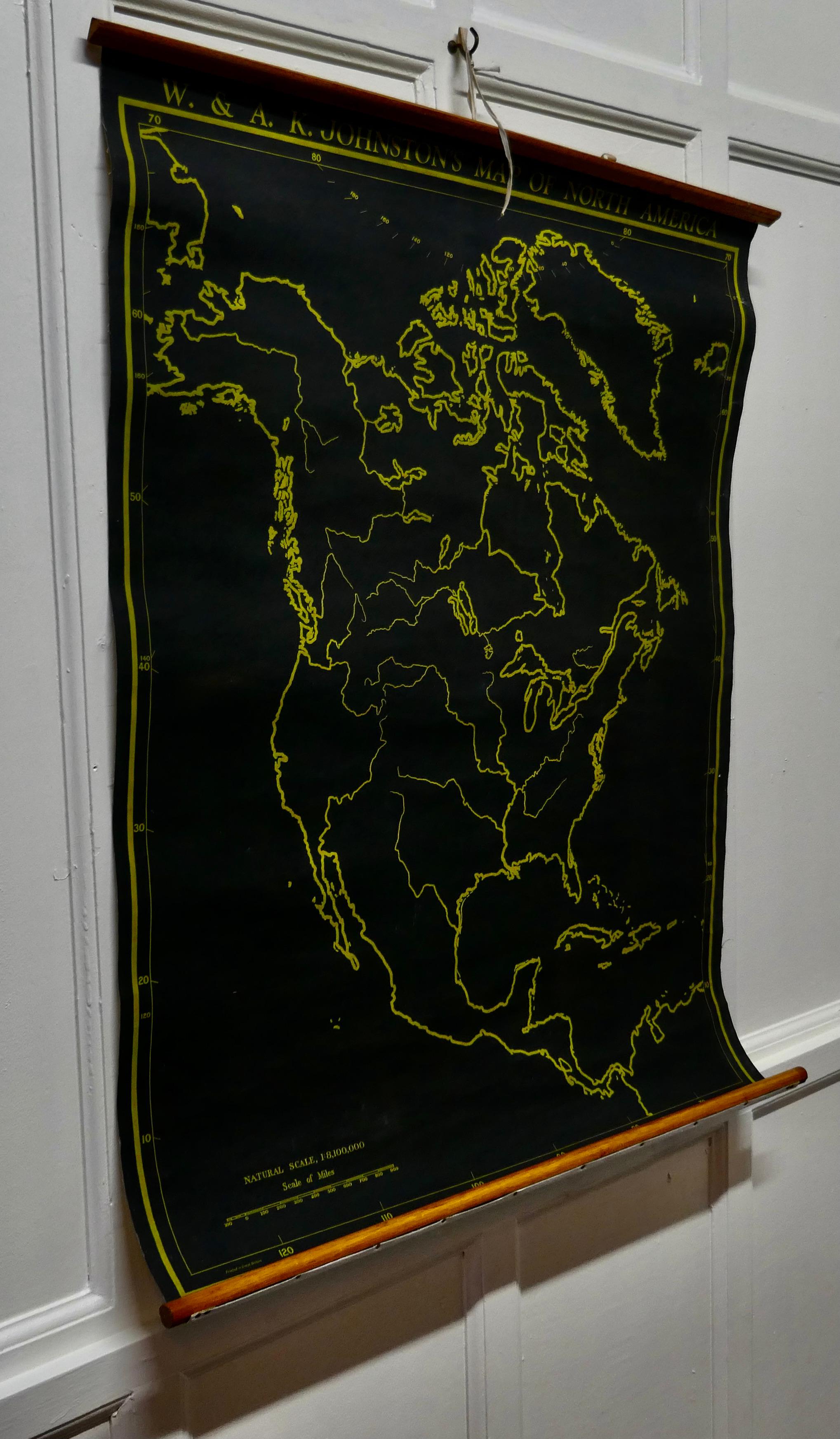 20th Century University Chart “Black Map of North America  For Sale