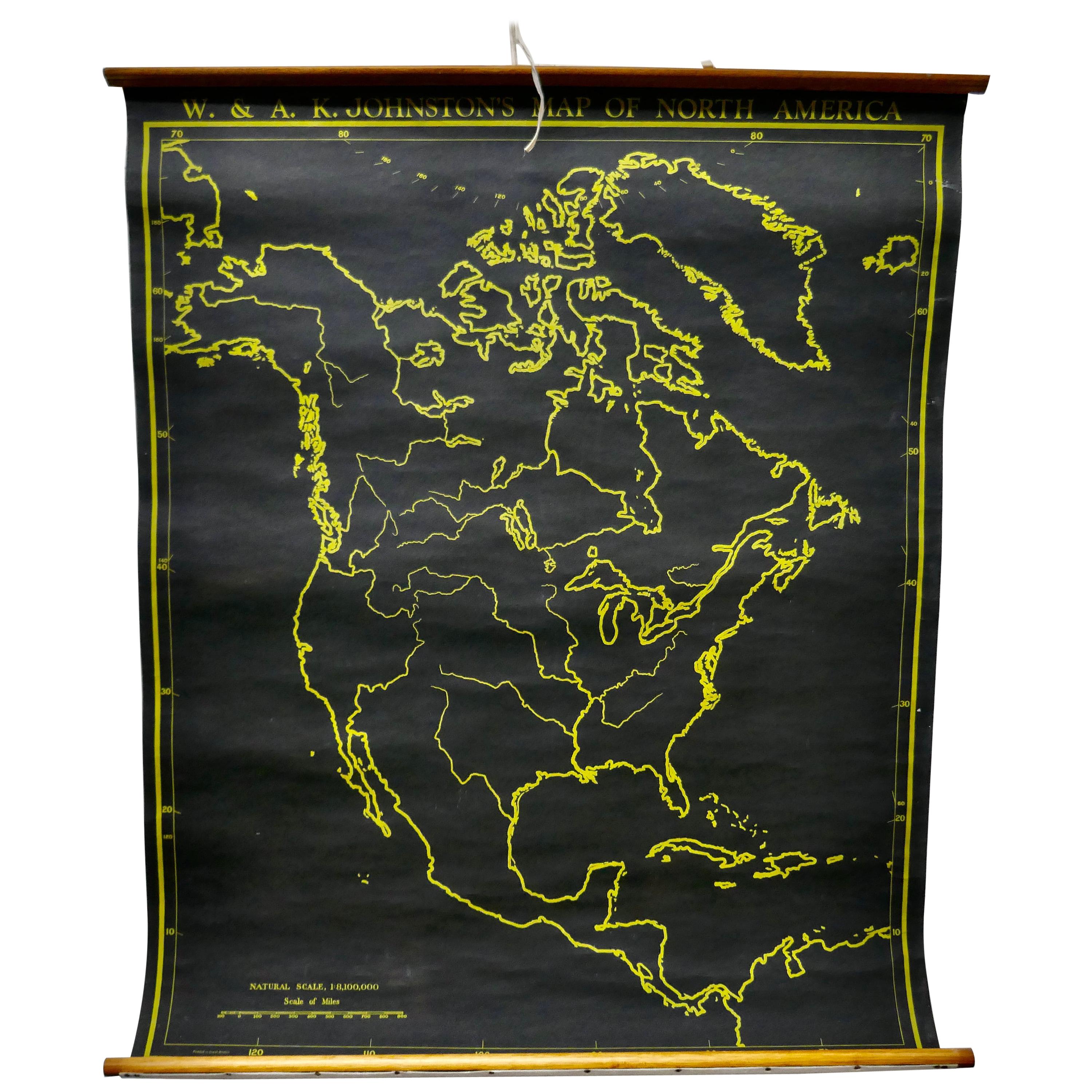 University Chart “Black Map of North America  For Sale