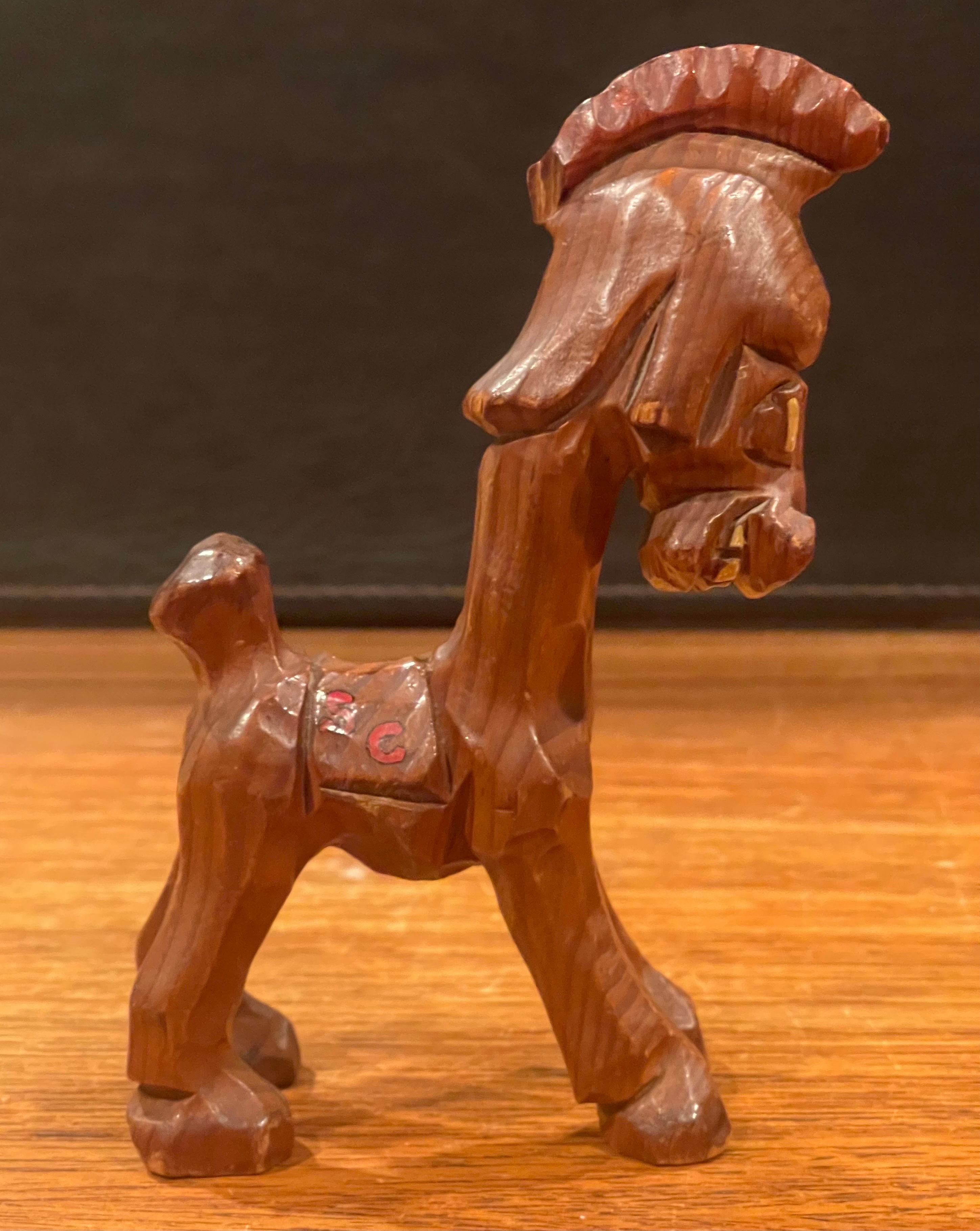 Hand-Carved University of Southern California Traveler Mascot Wood Carving by Carter Hoffman For Sale