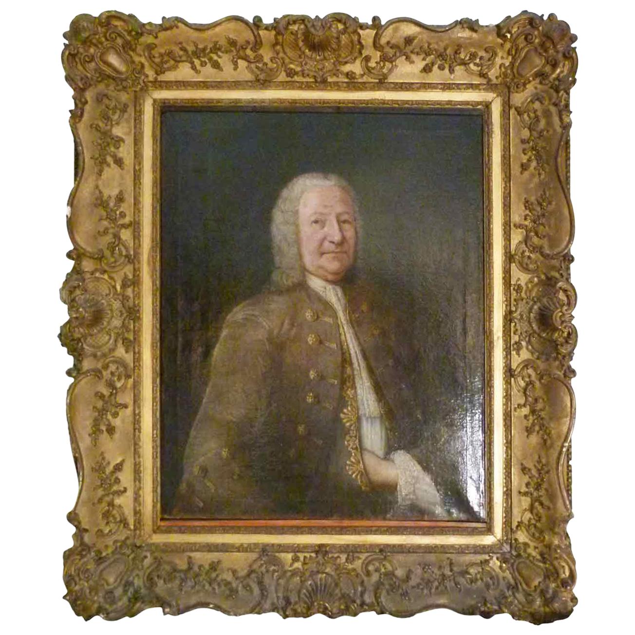 Unknown 18th Century Oil Portrait Painting in Giltwood Frame