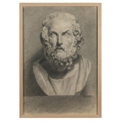Unknown Academy Student 19th C Drawing, Pencil on Paper, Framed and Signed