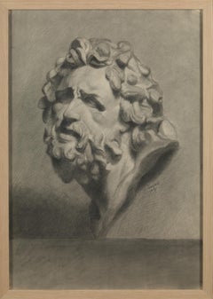 Unknown Academy Student 19th C Drawing, Pencil on Paper, Framed, Signed