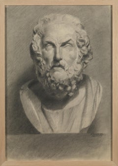 Unknown Academy Student 19th C Drawing, Pencil on Paper, Framed and Signed