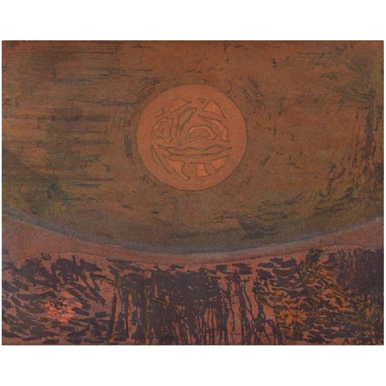 Unknown Artist, Color Lithography, Abstract Landscape, 1960s For Sale