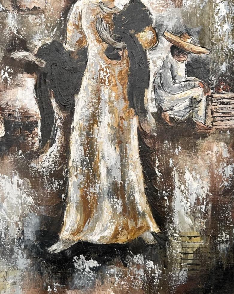 This is a unique and beautiful oil painting on canvas, perfect for decorating any Home, Hotel or Restaurant to create a more refined ambient, in great condition and ready to hang. A good choice to appreciate human figures.