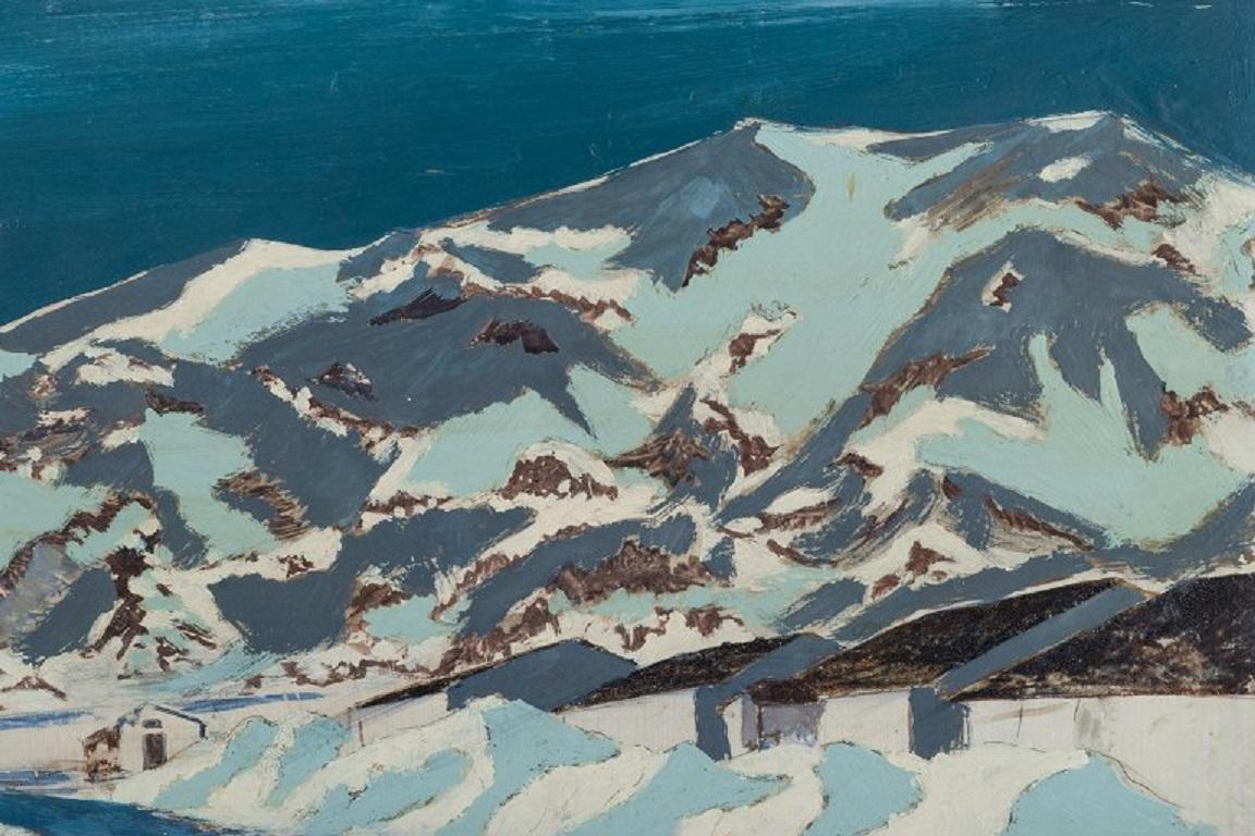 Mid-20th Century Unknown Artist, Landscape Lot from Narsarssuak in Greenland, Oil on Board