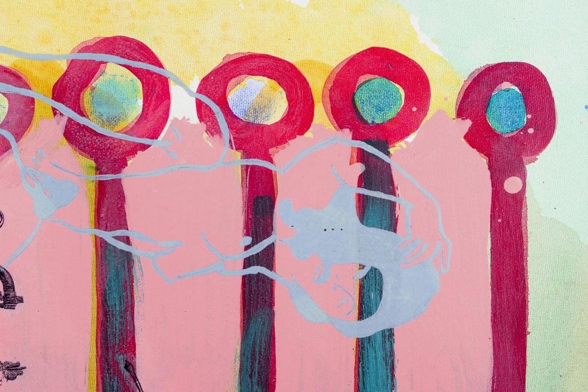 Other Unknown artist. Mixed media. Abstract composition. For Sale