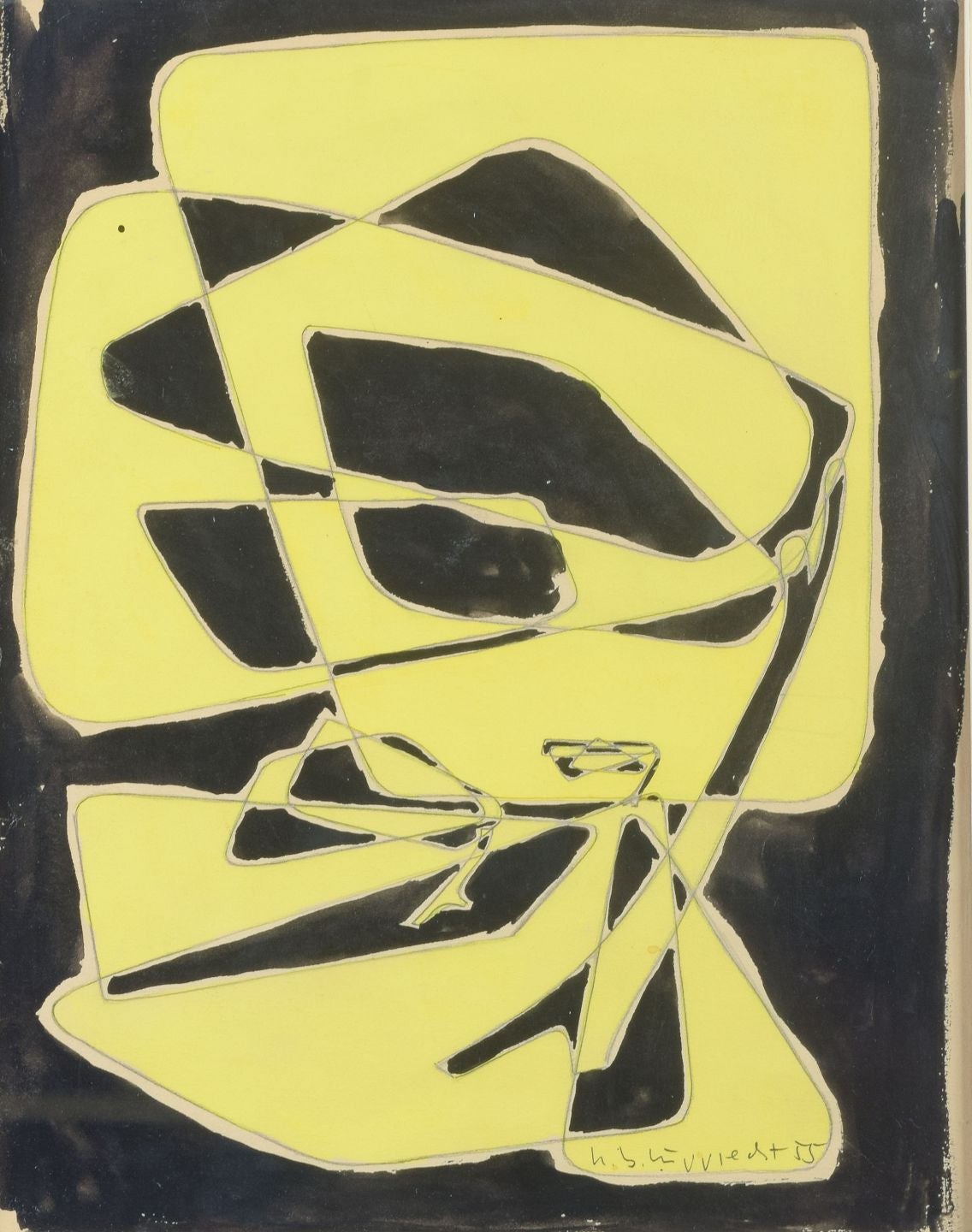 Unknown artist. Mixed media on paper. Abstract composition. 1955