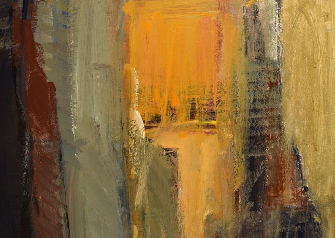 Unknown artist. Oil on board. Abstract composition. Dated 1999. In Excellent Condition For Sale In Copenhagen, DK