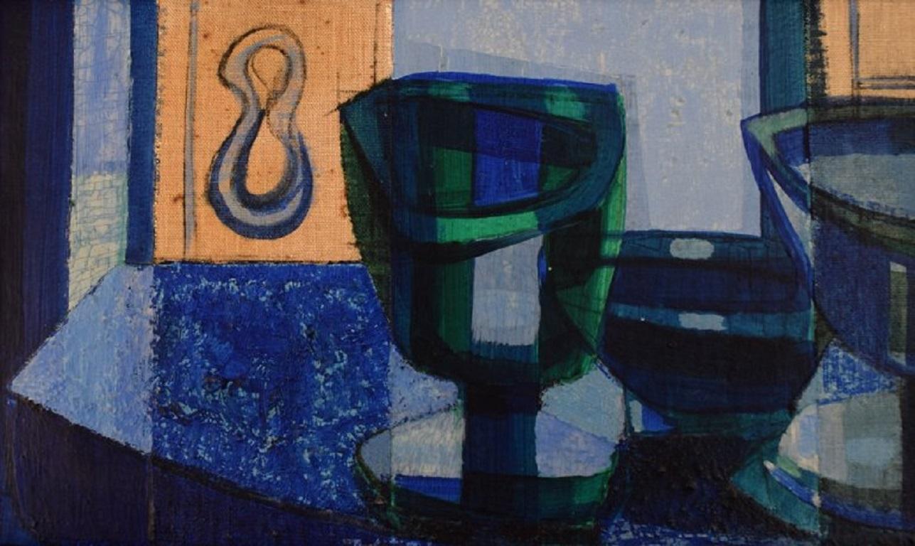 Mid-20th Century Unknown Artist, Oil on Board, Modernist Still Life, the 1960s For Sale