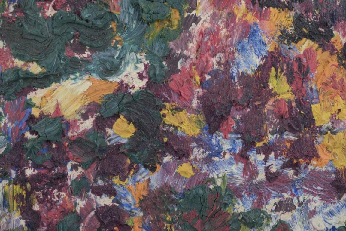 Unbekannter Künstler. Öl auf Karton. Pointillistische Landschaft. Koloristische Palette. (Sonstiges) im Angebot