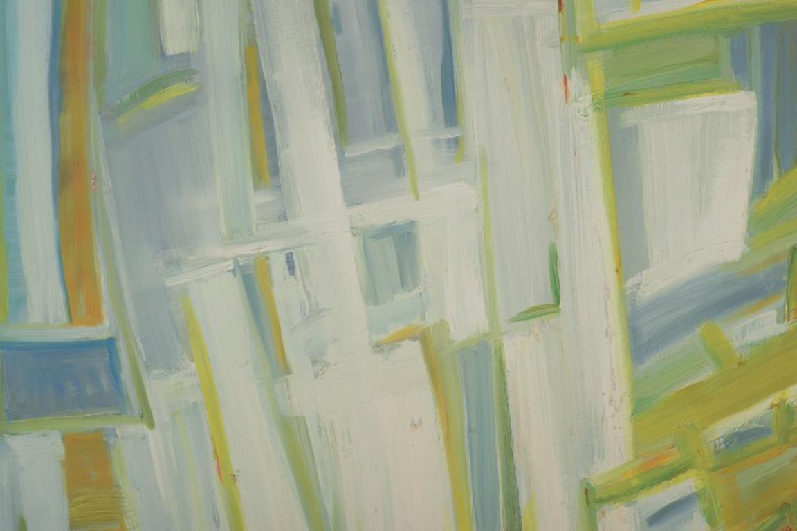 Moderno Artista sconosciuto. Olio su tela. Composizione astratta. Tavolozza colorata. in vendita