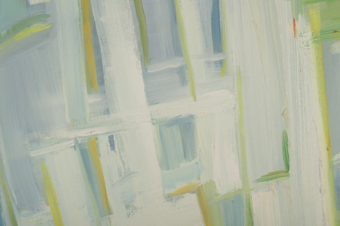 Artista sconosciuto. Olio su tela. Composizione astratta. Tavolozza colorata. In condizioni buone in vendita a Copenhagen, DK