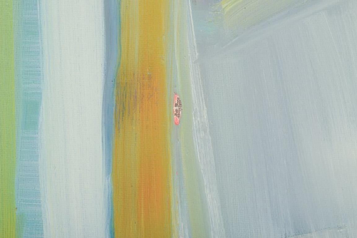 Tela Artista sconosciuto. Olio su tela. Composizione astratta. Tavolozza colorata. in vendita
