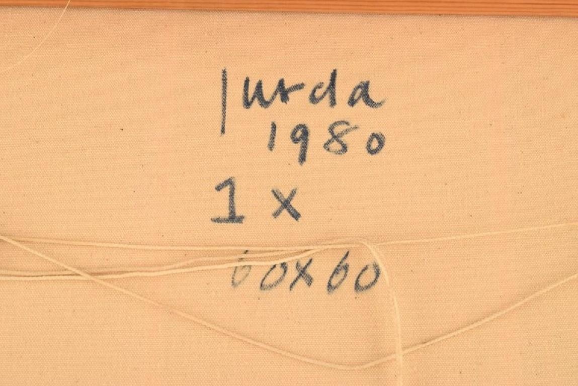 Unbekannter Künstler, Öl auf Leinwand, Abstrakte Komposition, datiert 1980 im Angebot 1