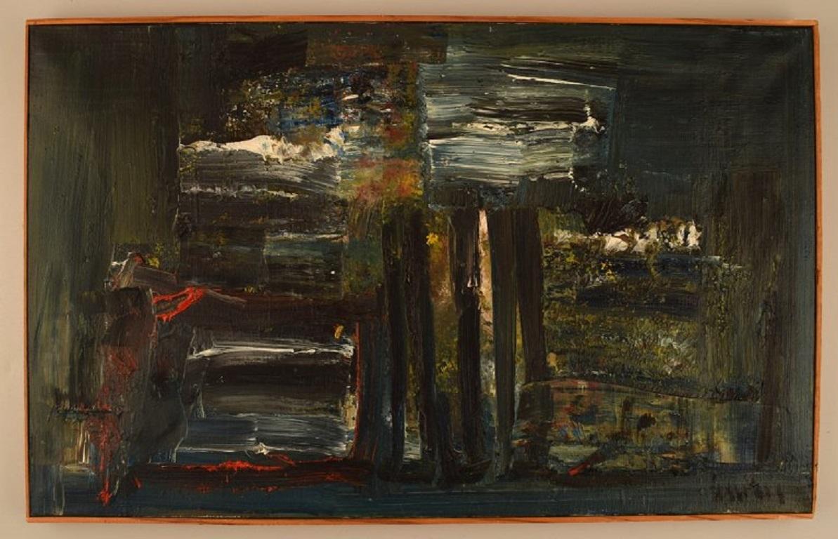 Unknown artist. Oil on canvas. Abstract composition. Mid-20th century.
The canvas measures: 61 x 38 cm.
The frame measures: 5 cm.
In excellent condition.
Indistinctly signed.