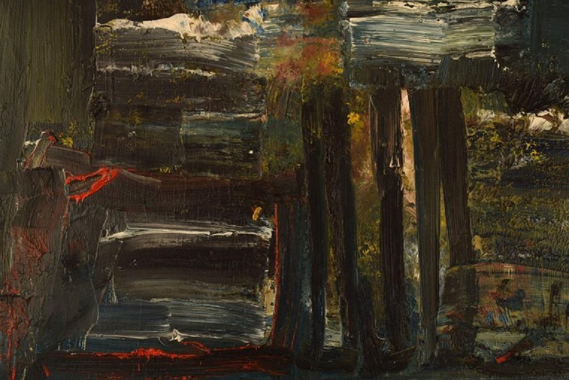 Inconnu Artiste inconnu, huile sur toile, composition abstraite, milieu du 20e siècle en vente
