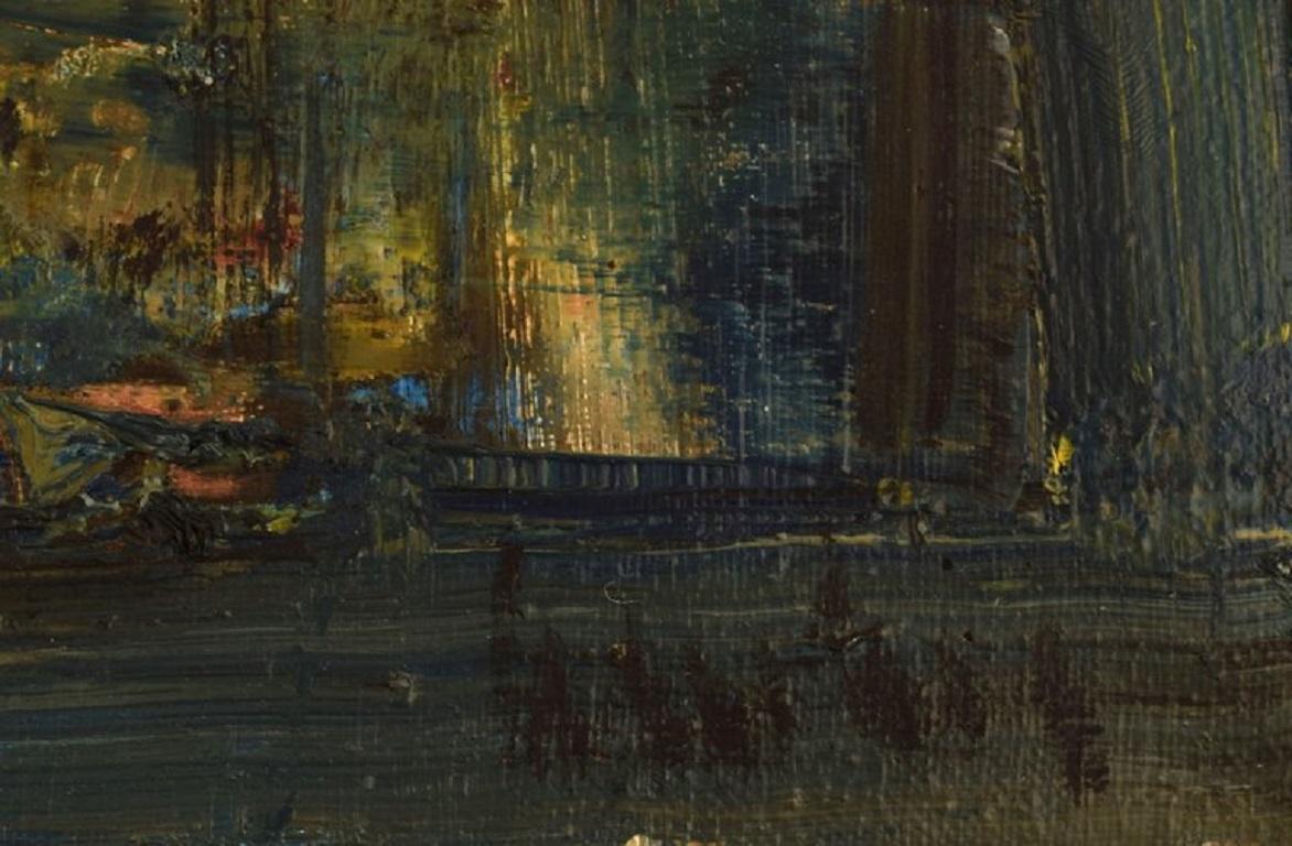 20ième siècle Artiste inconnu, huile sur toile, composition abstraite, milieu du 20e siècle en vente