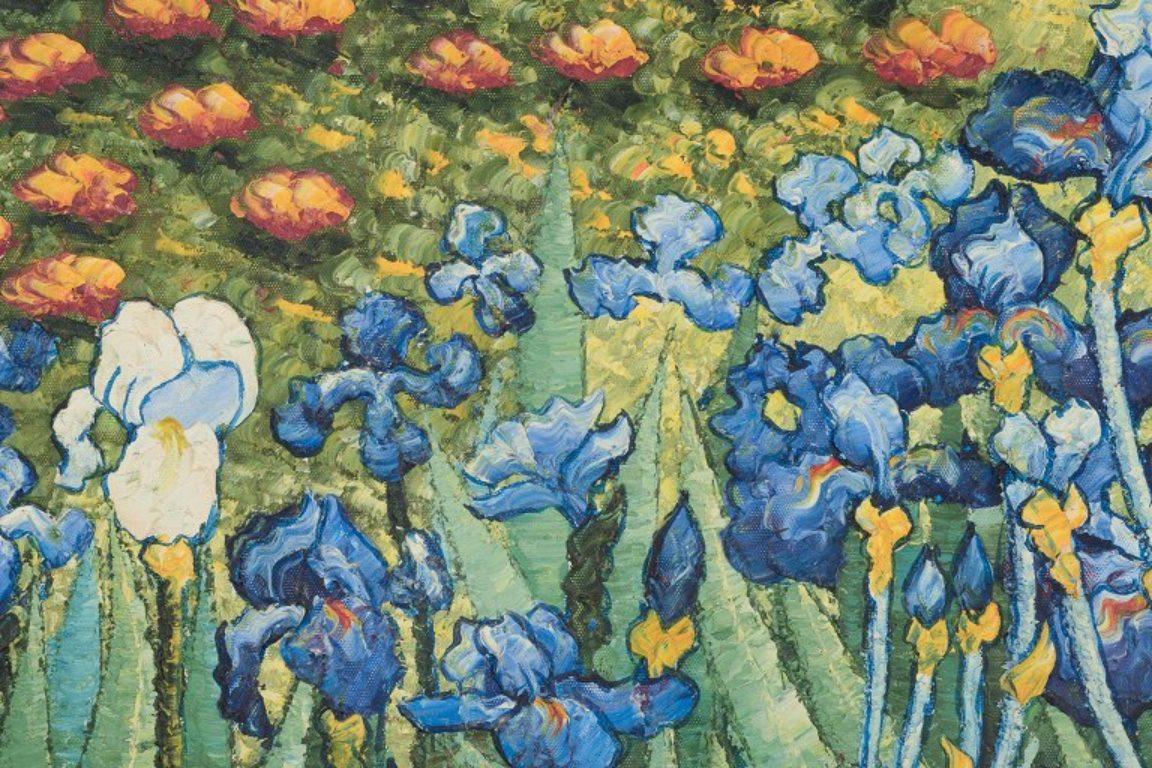 Artista desconocido. Óleo sobre lienzo. Campo de flores. Después de 