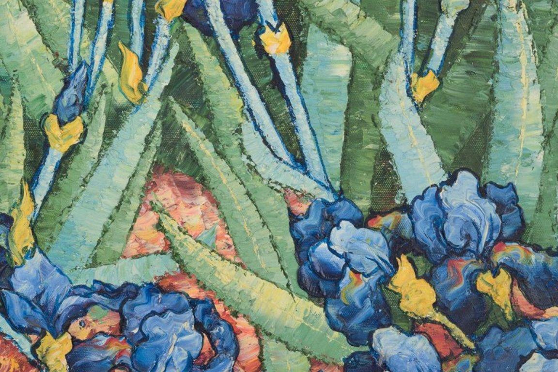 Artista desconocido. Óleo sobre lienzo. Campo de flores. Después de 