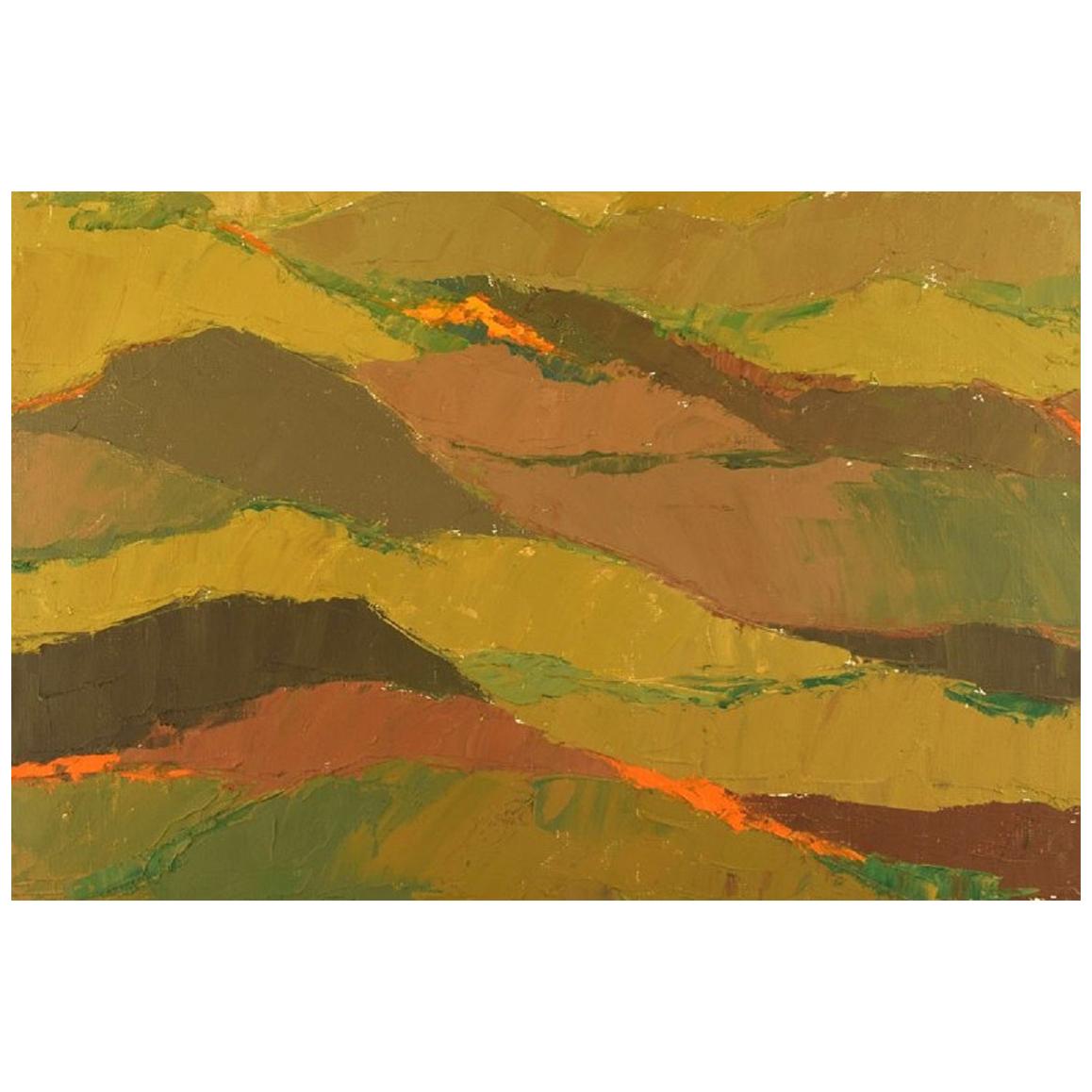 Unknown Artist, Oil on Canvas, Modernist Landscape, 1960s