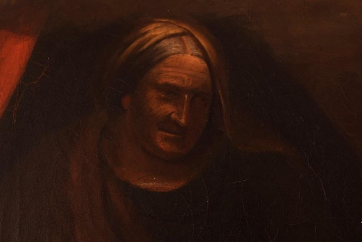 Artiste inconnu, huile sur toile, femme nue au lit, Danaé mythologique, 19ème C. en vente 2