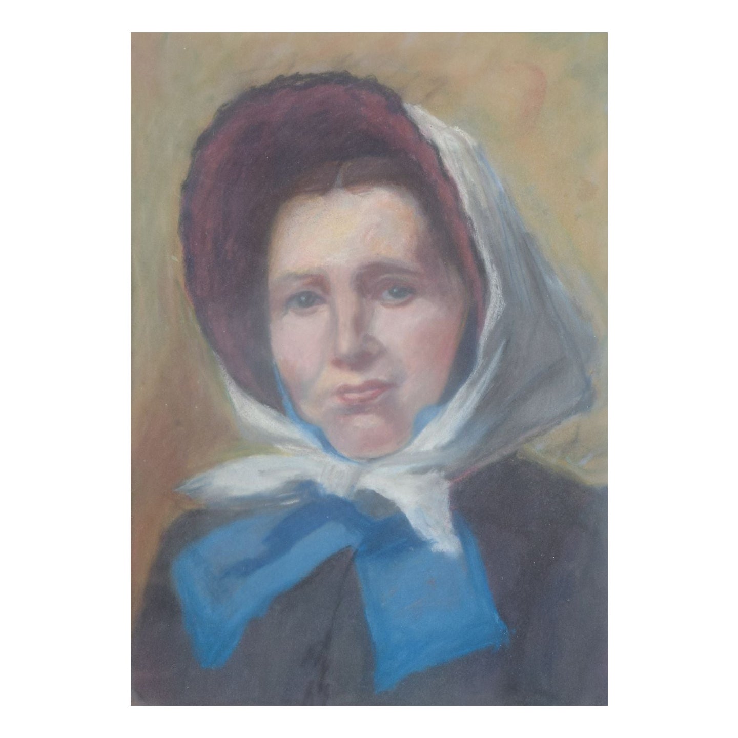 Unknown artist. Pastel on paper. Portrait of a woman. Early 20th C. For Sale