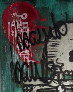NYC Street Art, “Untitled (Drunk Skeleton)”, Large-Scale Spray Paint on Wood