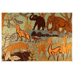 Unknown Artist, Textile Art, Fabric on Board, Naivistic Jungle Motif