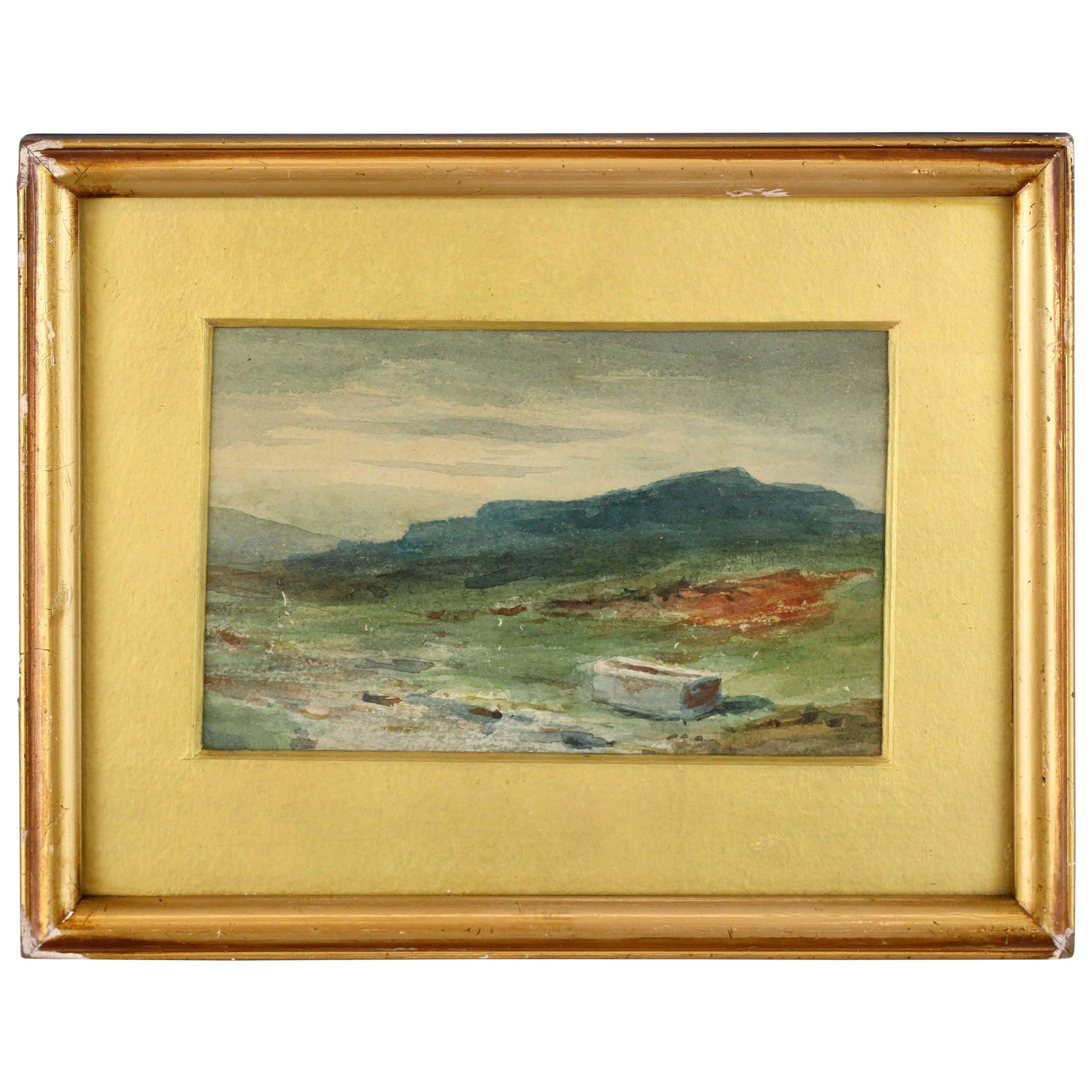 Unknown Artist Watercolor Painting, Depicting Mountain's Scenery, 1940s