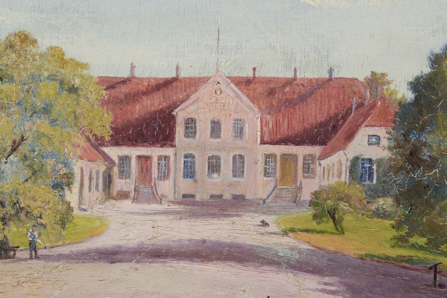 Unbekannter britischer Maler. Öl auf Platte. Landschaft mit einem Herrenhaus (Moderne) im Angebot