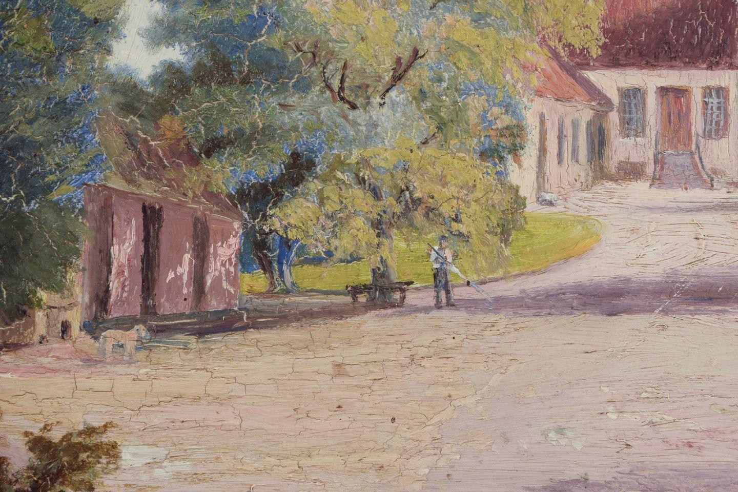 Unbekannter britischer Maler. Öl auf Platte. Landschaft mit einem Herrenhaus (Britisch) im Angebot