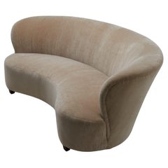 Antique Finnish Curved Sofa 1920/30s upholstered in Mohair Velvet